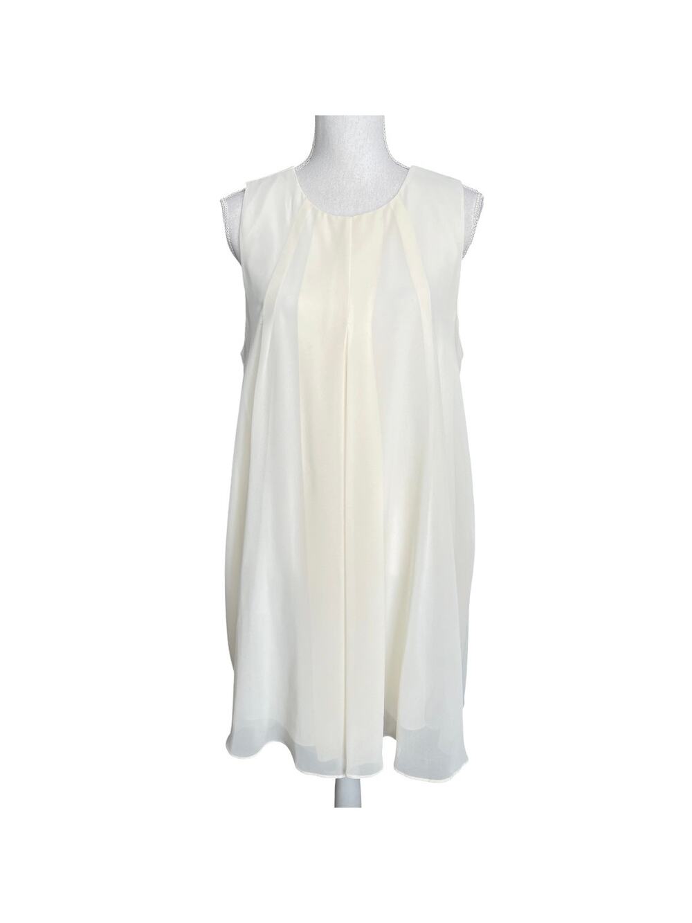BCBG generation cream shift dress sleeveless flowy neutral minimalist feminine